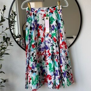 Tanya Taylor Multicolor White Floral A-Line Skirt 2
